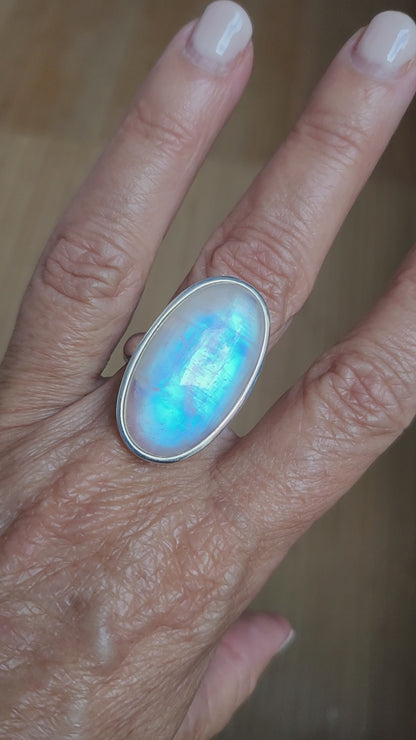 Bague Pierre de lune blanche