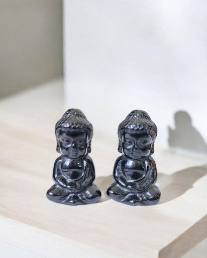 Statuette Bouddha Obsidienne noire
