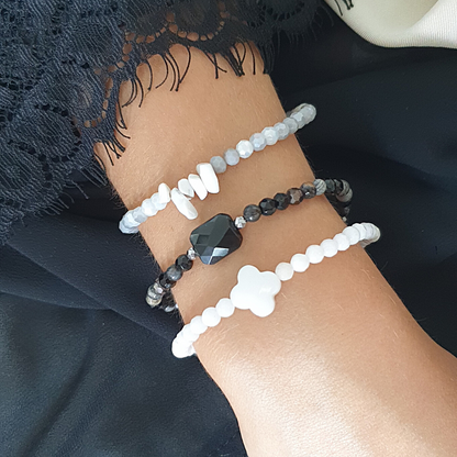 Bracelet Jade blanc fleur