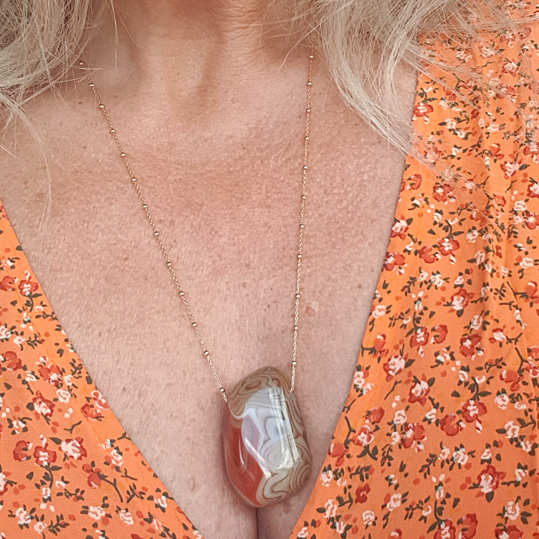Collier Pierre percée en Cornaline