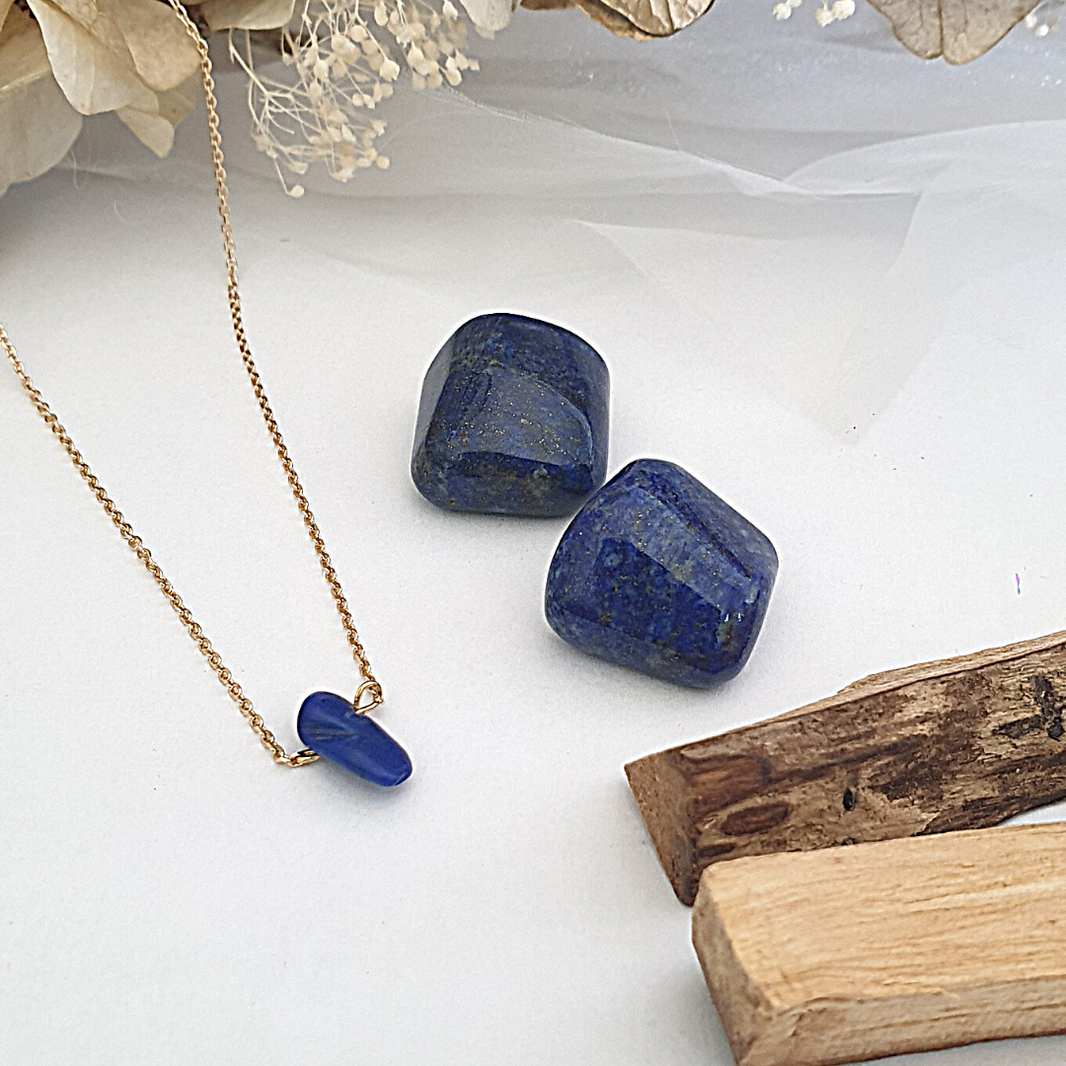 Collier Caillou Lapis lazuli