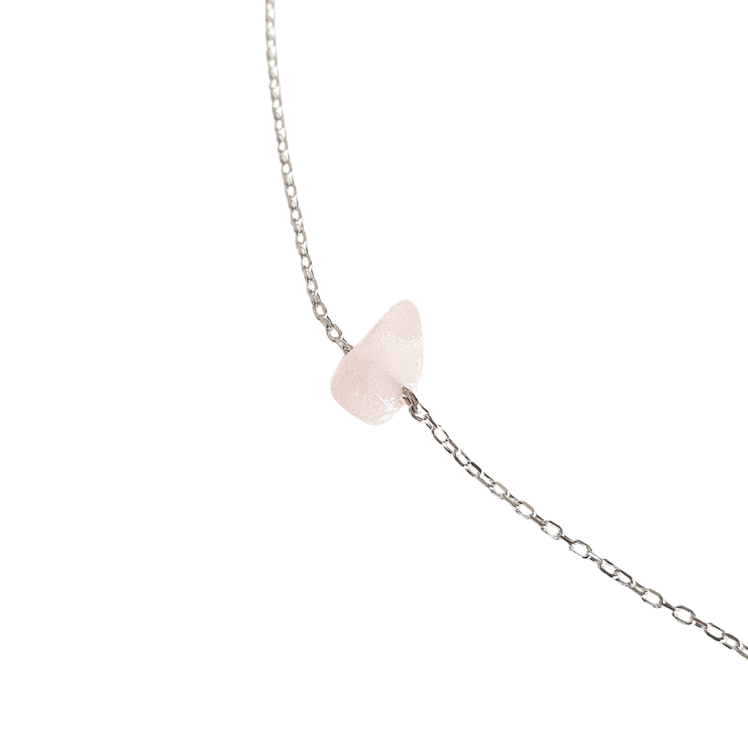 Collier Caillou Quartz rose argent